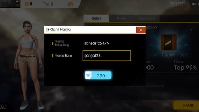 Cara Membuat Nickname Unik di Free Fire