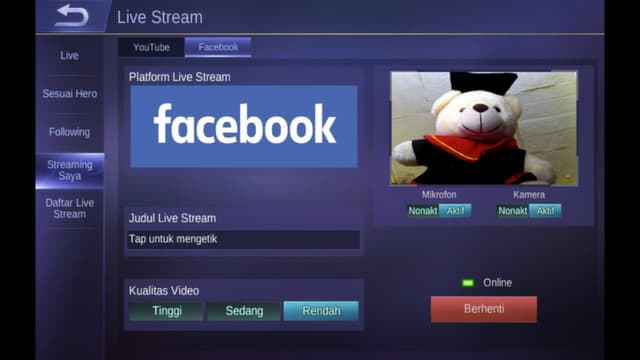 Cara Live Streaming Mobile Legends di Facebook