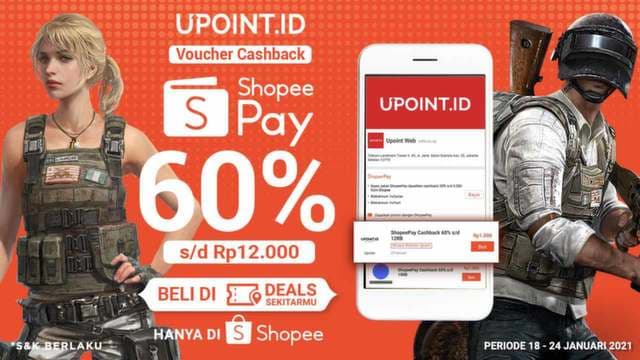 Promo Spesial ShopeePay di Upoint, Dapatkan Cashback Voucher ShopeePay 60%