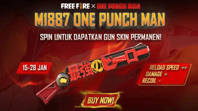 Wajib Tau! Ini Statistik Skin M1887 One Punch Man Free Fire