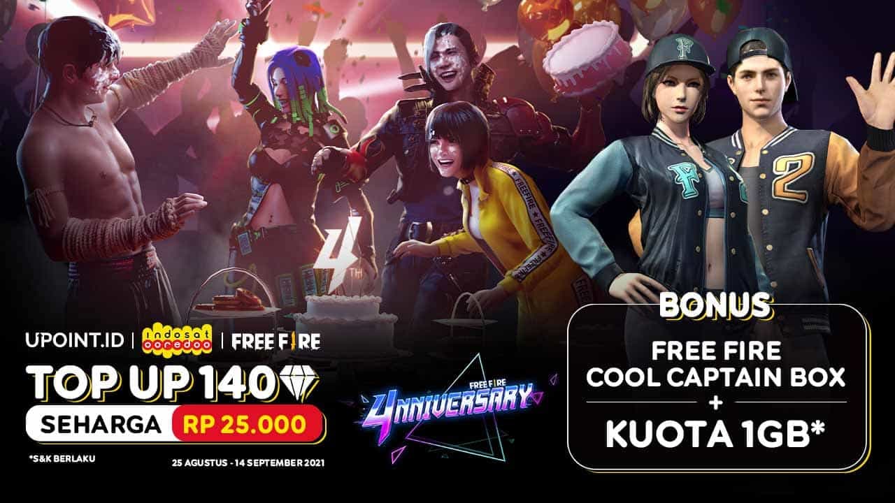 Bonus Free Fire Cool Captain Box & Kuota 1 GB Hanya Pakai Indosat di Upoint
