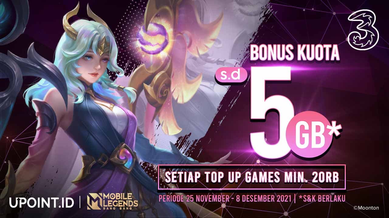 Bonus Kuota hingga 5 GB Hanya Top Up Games Pakai Three di Upoint.id