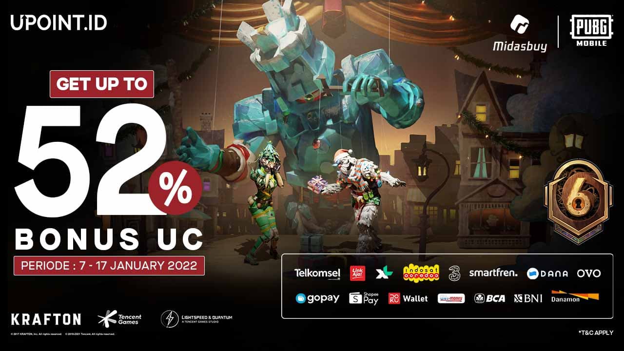 Nikmati Bonus UC PUBGM hingga 52% hanya Top Up di UPOINT.ID