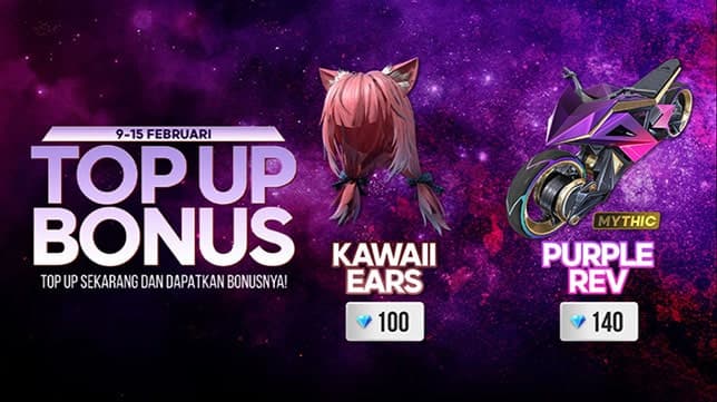 Cara Mendapatkan Motor Bike Purple Rev Free Fire, Event Bonus Top Up!