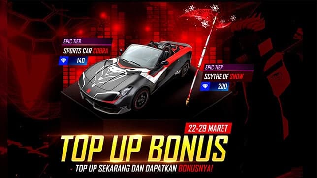 Cara Mendapatkan Skin Sports Car Cobra Free Fire, Gratis!