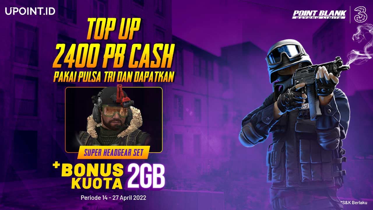 Bonus Item Point Blank dan Kuota Data 2GB Hanya Top Up PB Cash Pakai Pulsa Tri
