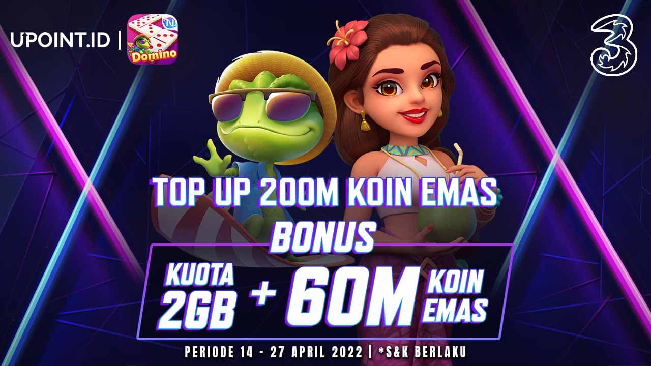 Nikmati Bonus 60M Koin Emas Higgs Domino dan Kuota Tri 2 GB di UPOINT.ID