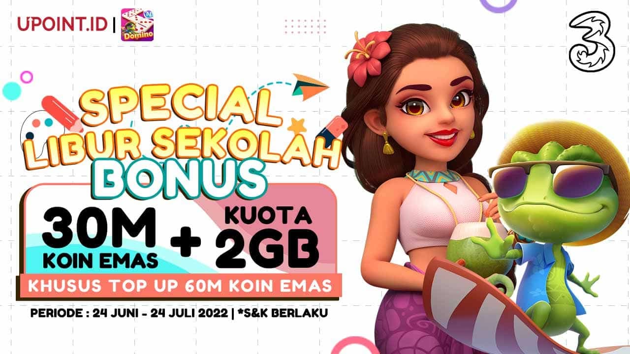 Bonus 30M Koin Emas Higgs Domino dan Kuota Tri 2 GB di UPOINT.ID