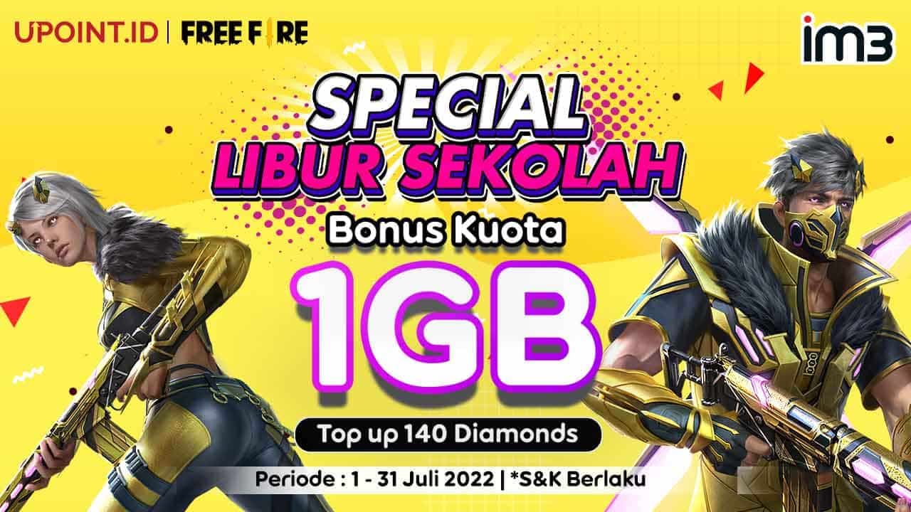 Bonus Kuota 1 GB IM3 Hanya Top Up DIamonds Free Fire di UPOINT.ID