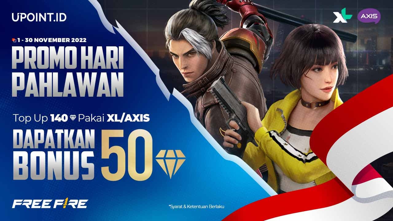 Bonus 50 Diamonds Free Fire Khusus Pengguna XL/Axis di UPOINT.ID