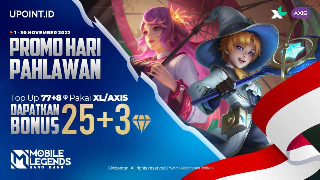 Promo Hari Pahlawan! Bonus Diamonds MLBB Khusus Pengguna XL/Axis di UPOINT.ID