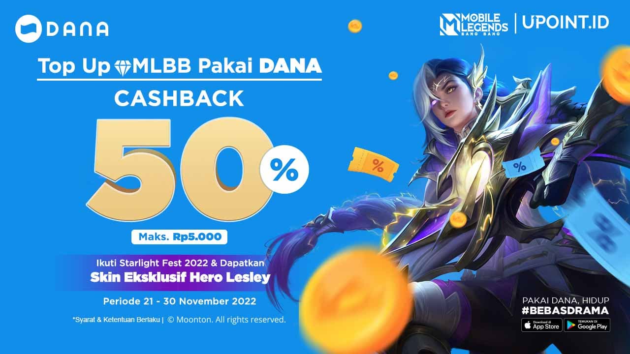Cashback DANA hingga 50% dengan Top Up Games di UPOINT.ID