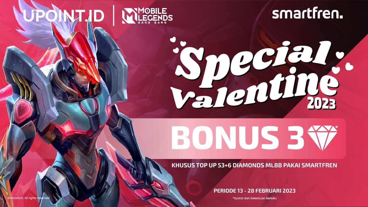 Special Promo Valentine! Top Up Mobile Legends pakai Smartfren dapat Bonus Diamonds di UPOINT.ID