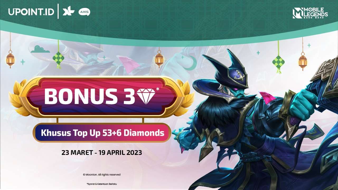 Promo Special Ramadhan! Top Up Mobile Legends pakai XL/Axis dapat Bonus Diamonds di UPOINT.ID