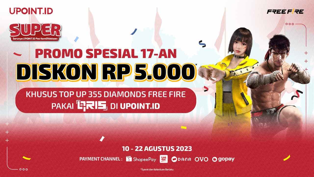 Spesial Kemerdekaan Dapat Diskon Top Up Free Fire pakai QRIS di UPOINT.ID!