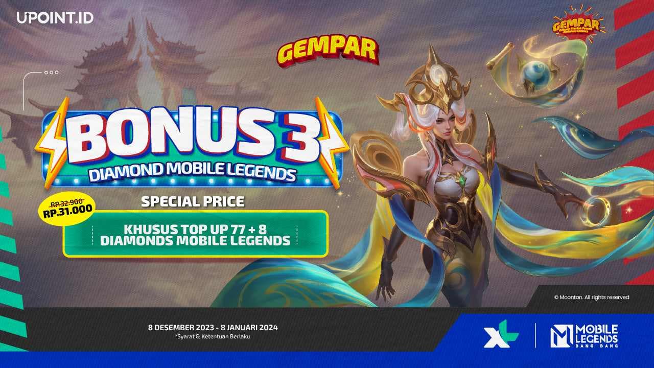 Bonus Diamonds dan Potongan Harga Buat Kamu yang Top Up Diamonds MLBB pakai XL di UPOINT.ID