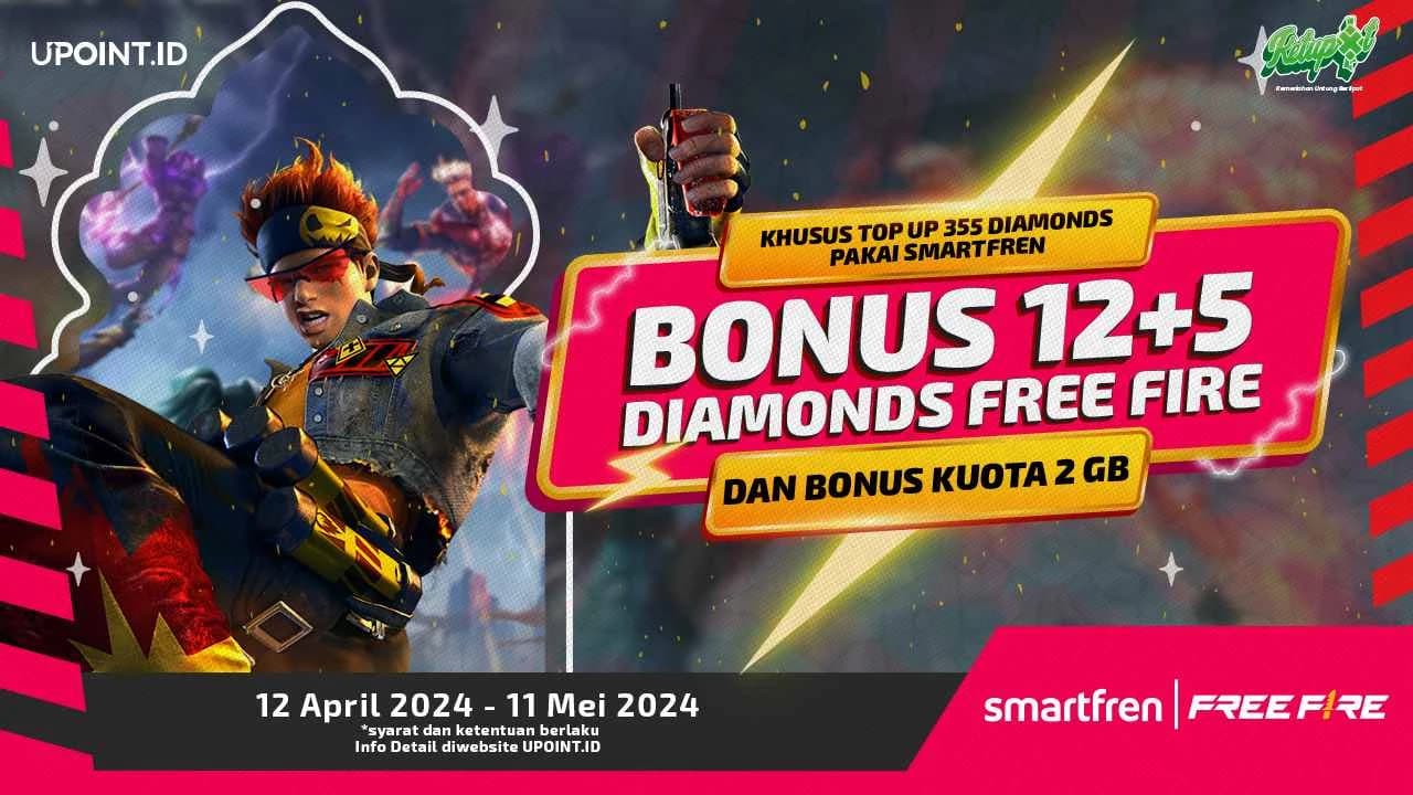 PROMO LEBARAN! Bonus Diamonds dan Kuota buat Kamu yang Top Up Free Fire pakai Smartfren di UPOINT.ID!