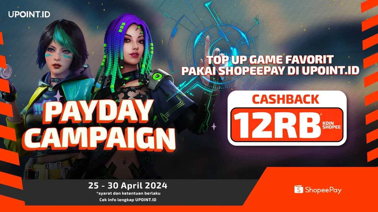 Top Up Game Favoritmu pakai ShopeePay di UPOINT.ID dan Dapatkan Cashback 12RB Koin Shopee!