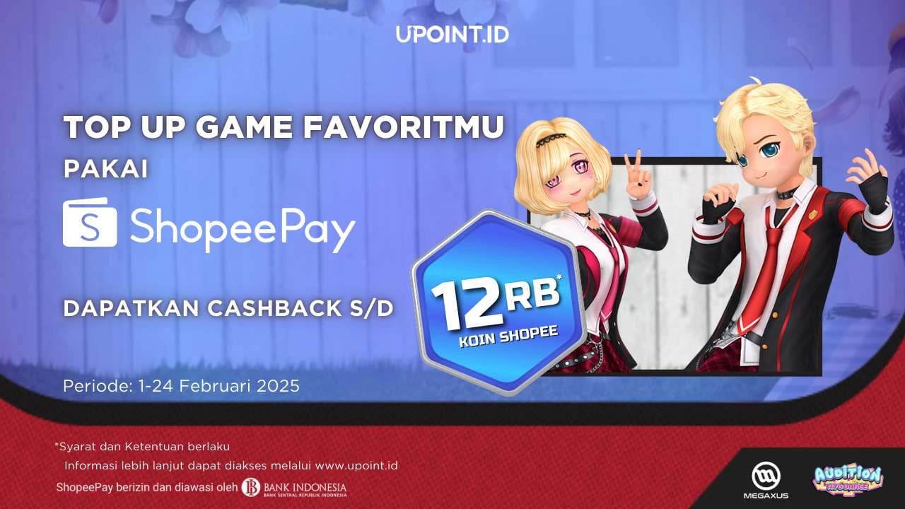 Dapatkan Cashback hingga 12.000 Koin Shopee Beli Diamonds Apapun di UPOINT.ID Pakai SHopeePay!