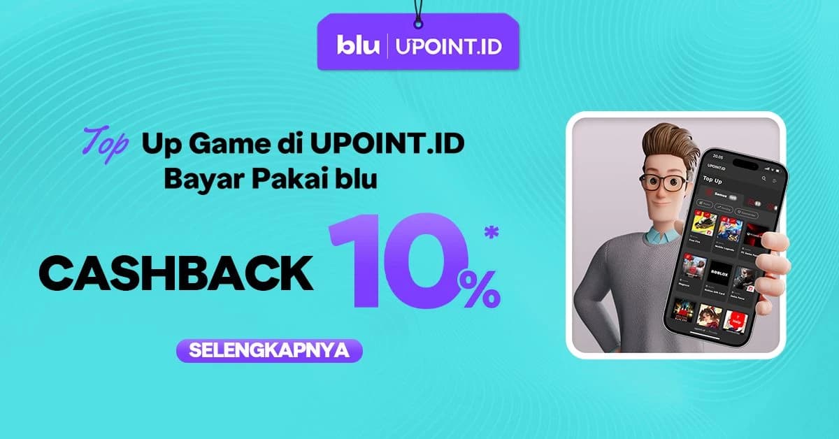 Promo Top Up Game Makin Panjang! Nikmati Cashback 10% di UPOINT.ID Pakai blu Hingga Akhir Tahun!