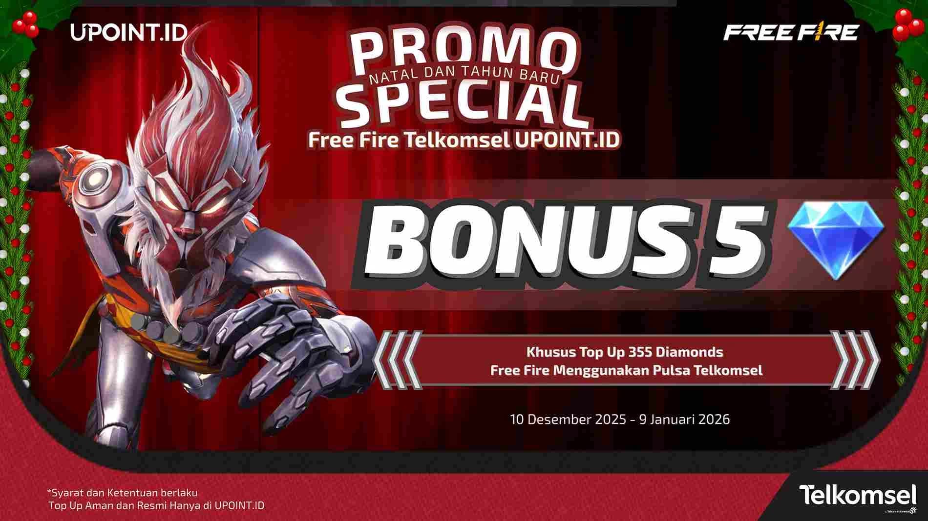 Survivors Telkomsel Merapat! Top Up 355 Diamonds Free Fire di UPOINT.ID, Bonusnya Langsung Masuk SMS!