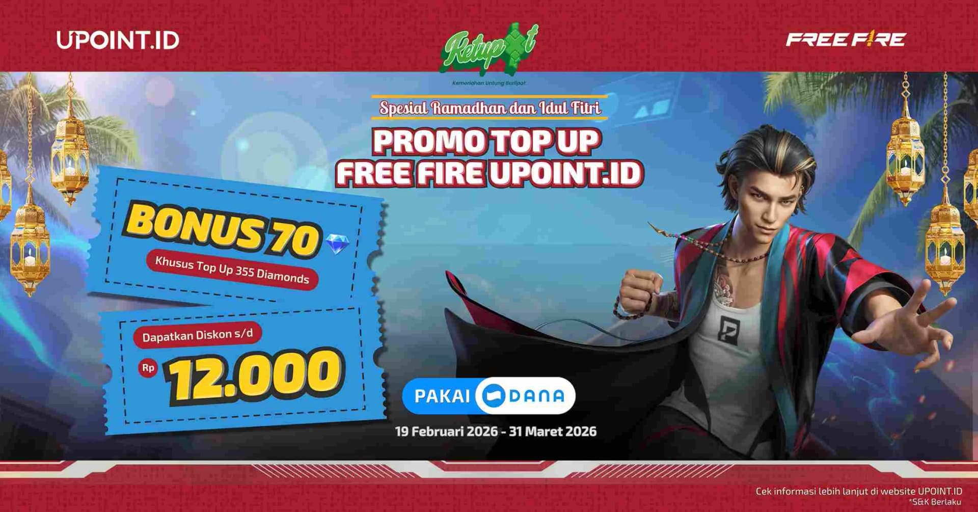 Combo Super Cuan! Top Up 355 Diamond FF Pakai DANA, Dapet Diskon Plus Ekstra 70 Diamond!
