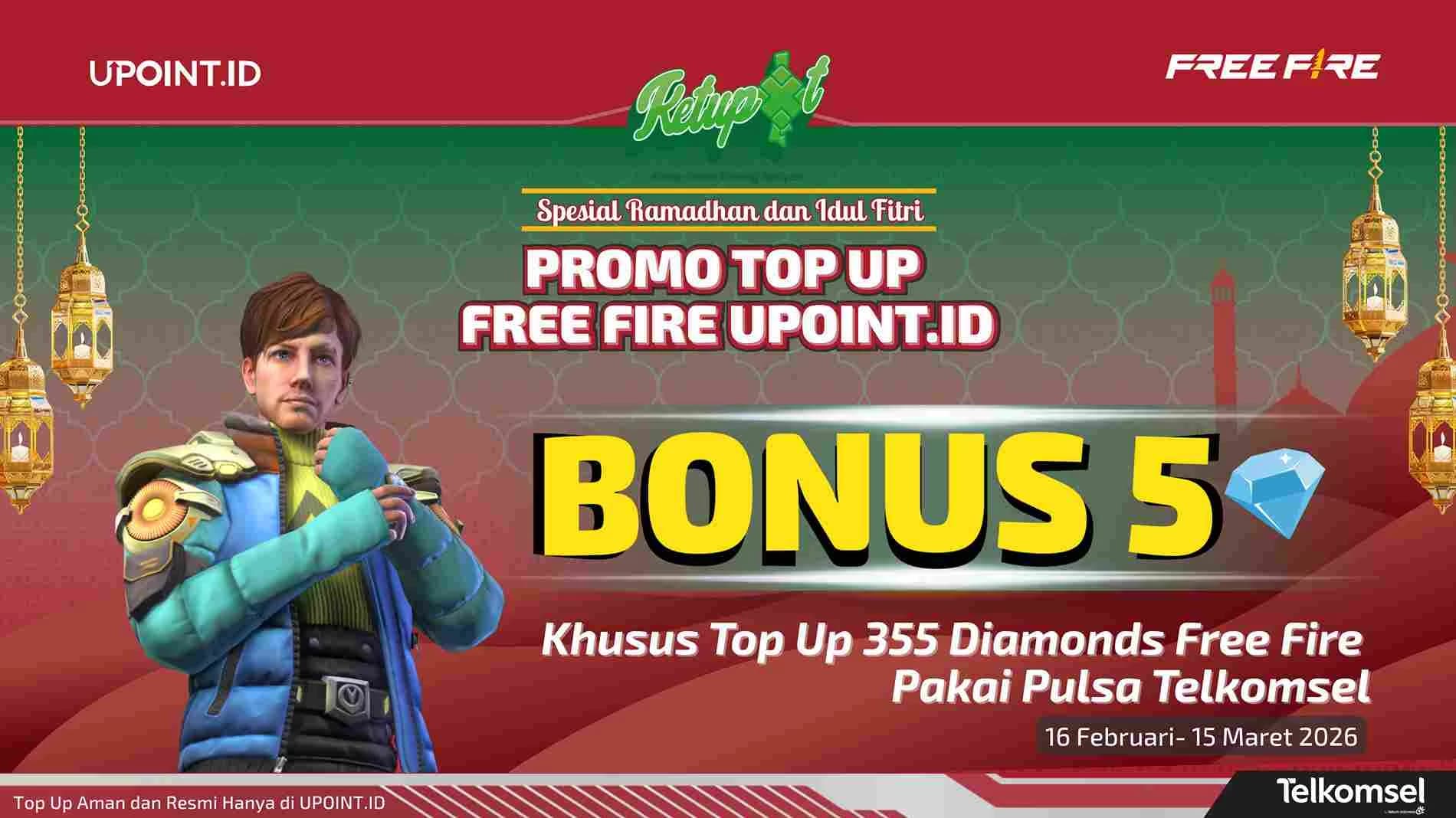 Booyah Makin Gampang! Top Up 355 Diamond FF Pakai Pulsa Telkomsel di UPOINT.ID, Langsung Dapet Bonus!