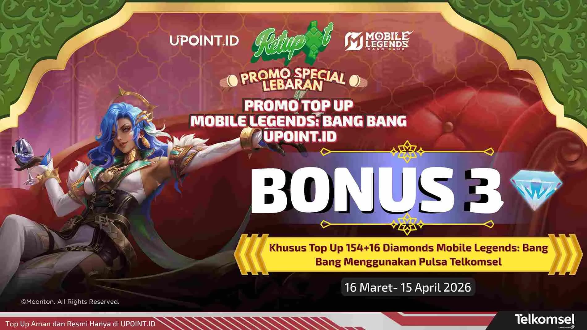 Pejuang Mythic Pengguna Telkomsel Merapat! Top Up 154+16 Diamond MLBB di UPOINT.ID, Bonusnya Udah Nungguin Nih!