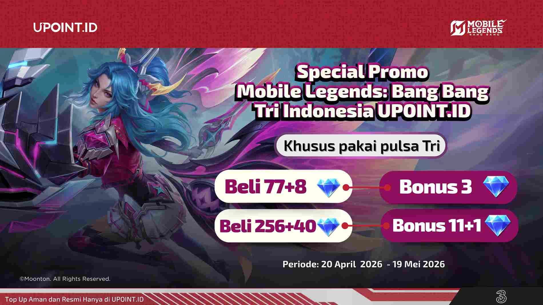 Double Keuntungan Buat Pejuang Ranked! Top Up MLBB Pakai Pulsa Tri di UPOINT.ID, Langsung Cair Bonusnya!