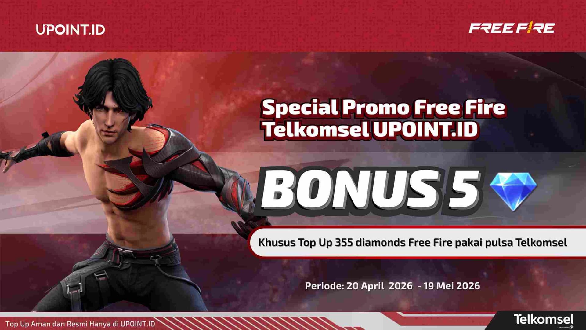 Survivors Telkomsel Gaspol! Top Up 355 Diamond FF di UPOINT.ID, Langsung Dapet Bonus Diamonds di UPOINT.ID!