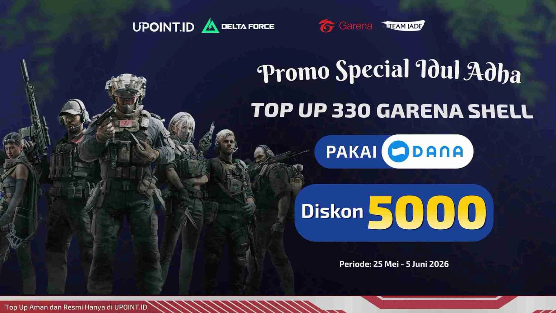 Special Idul Adha! Top Up 330 Garena Shell Pakai DANA di UPOINT.ID, Langsung Dapet Diskon 5 Ribu!