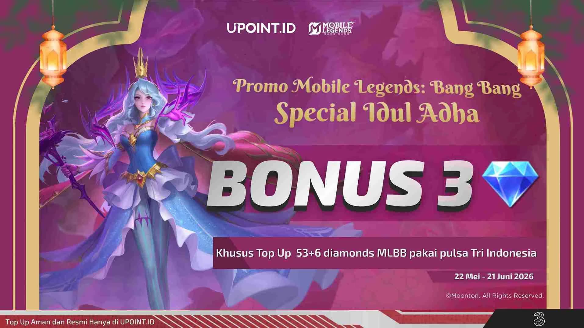Special Idul Adha! Pejuang Land of Dawn Tri Gaspol Top Up 53+6 Diamond MLBB di UPOINT.ID, Bonusnya Langsung Masuk!