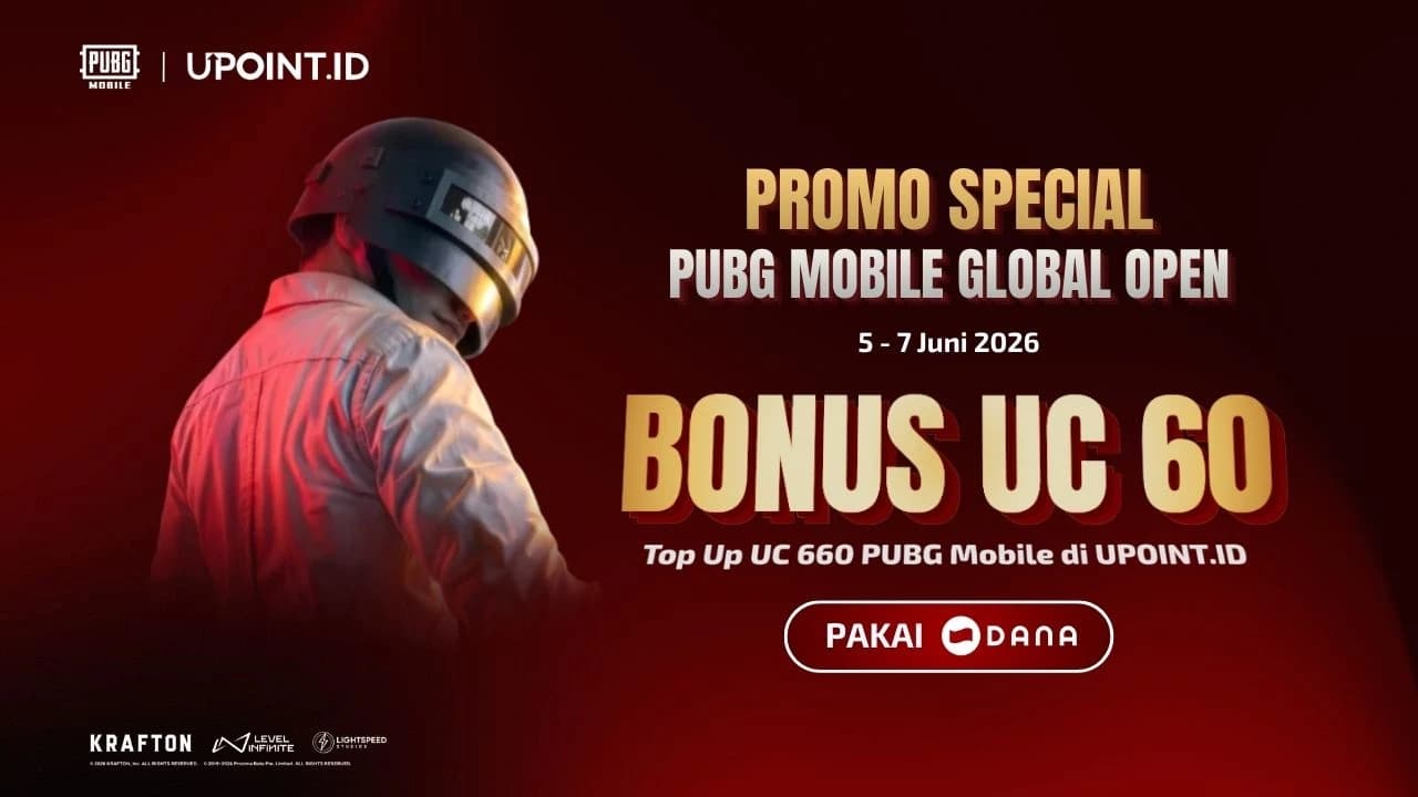 Promo Spesial PUBG Mobile Global Open! Pasukan Chicken Dinner Gaspol Beli UC PUBGM Pakai DANA di UPOINT.ID, Langsung Ekstra 60 UC!
