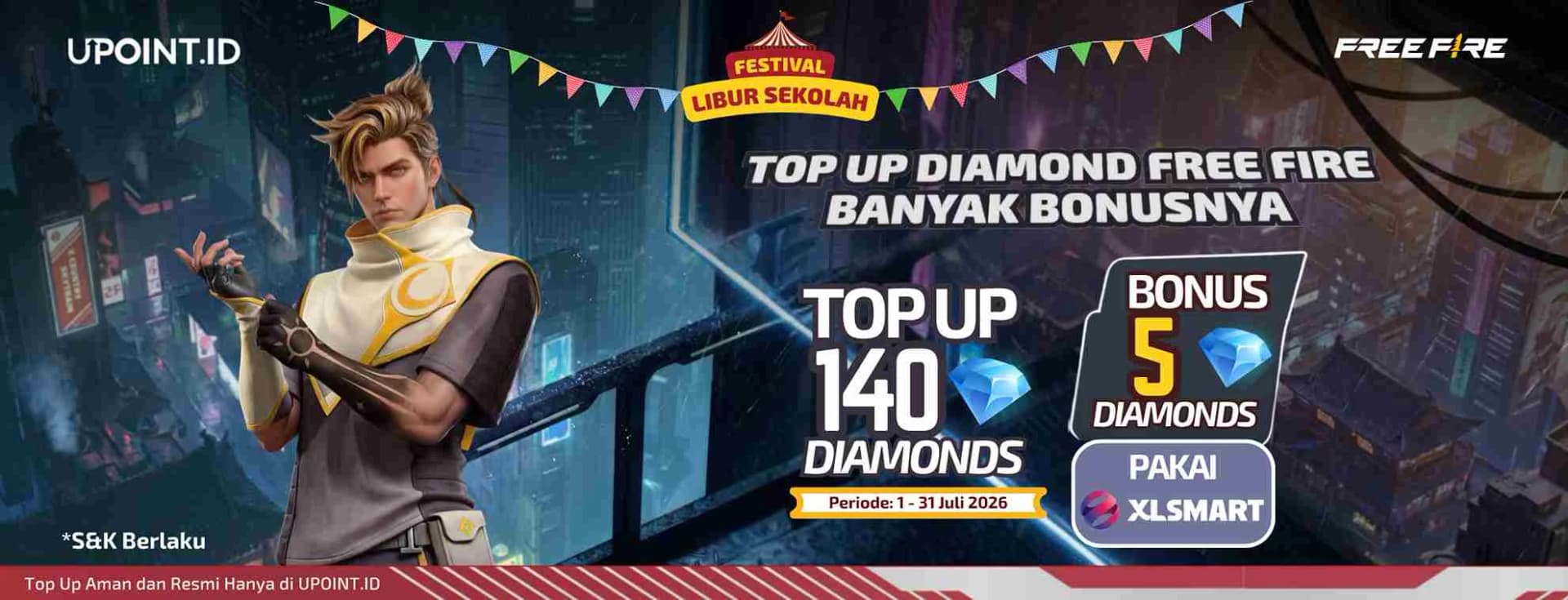 Top Up Free Fire XL Axis Dapat Bonus Diamond, Promo Liburan Sekolah!