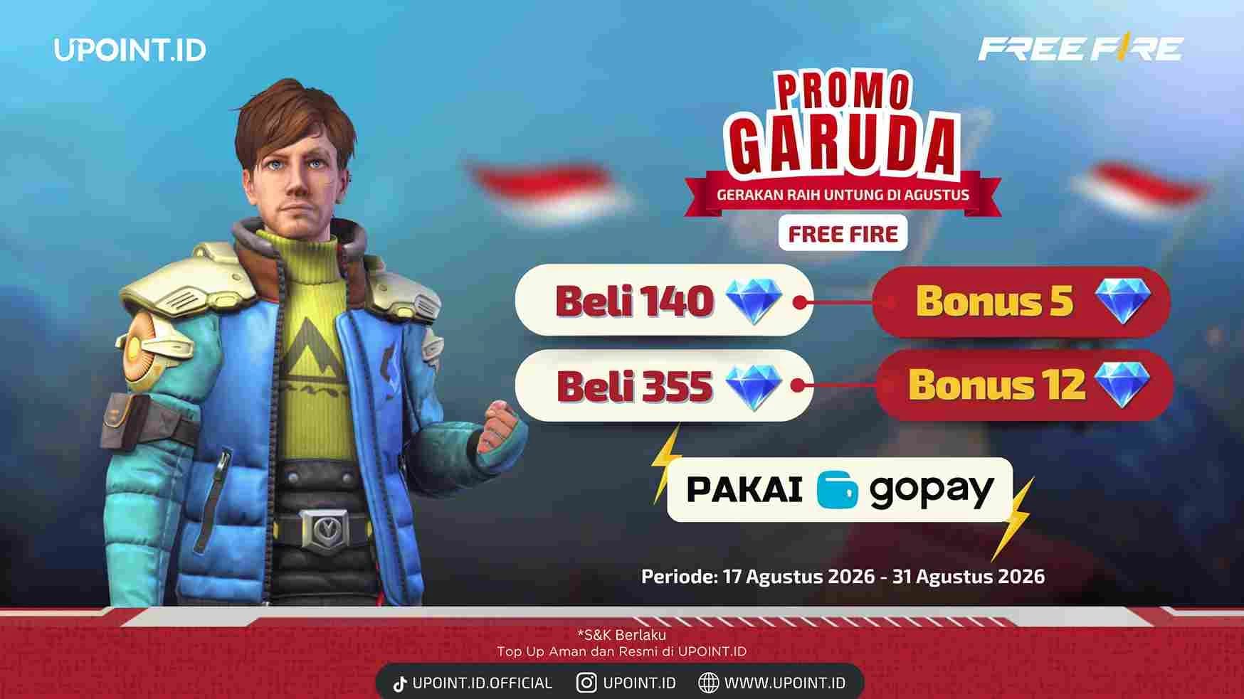 Promo Free Fire GoPay Agustus 2026: Dapatkan Bonus Diamond di UPOINT.ID