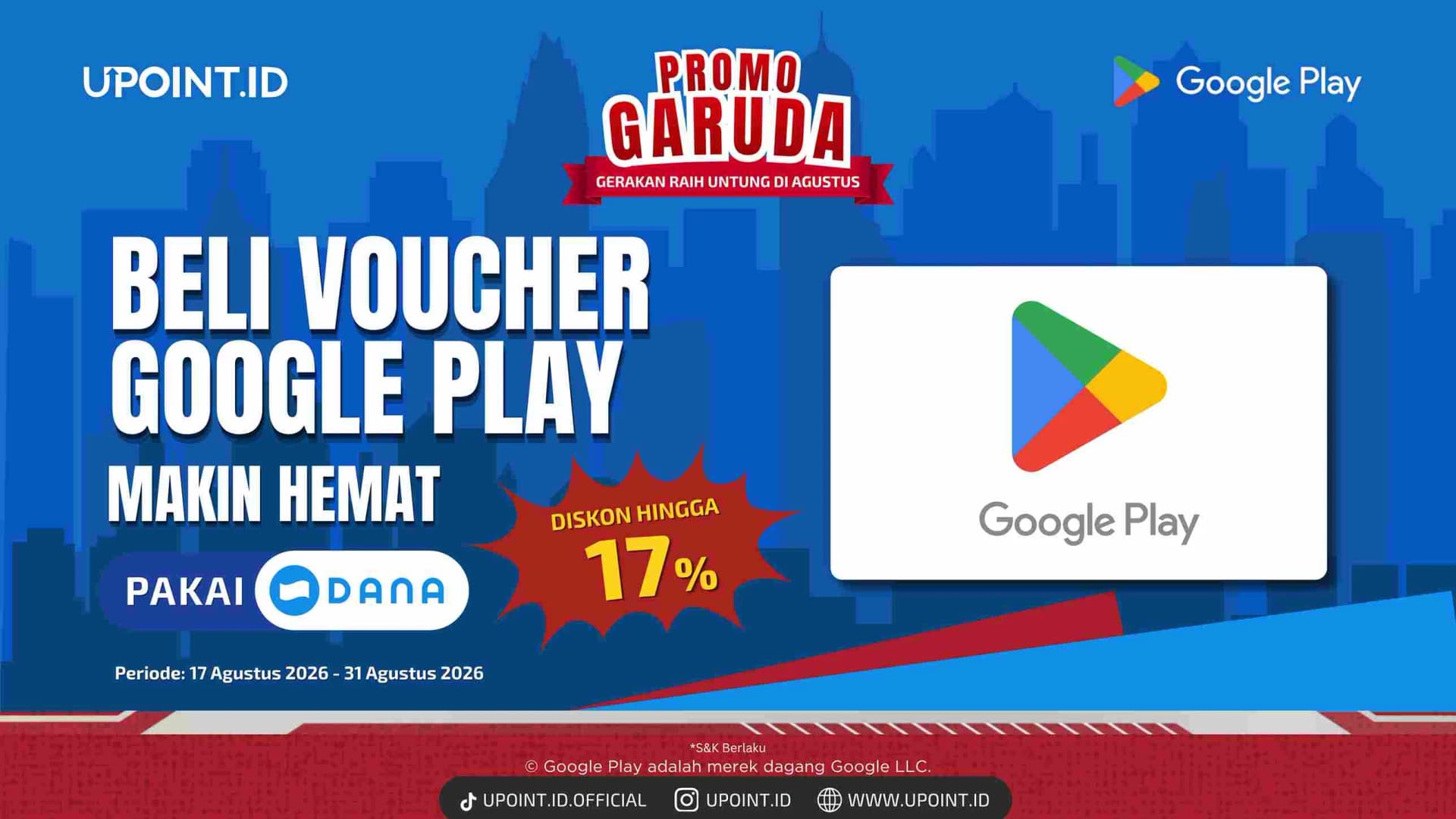 Promo GARUDA: Diskon Google Play dengan DANA di UPOINT.ID