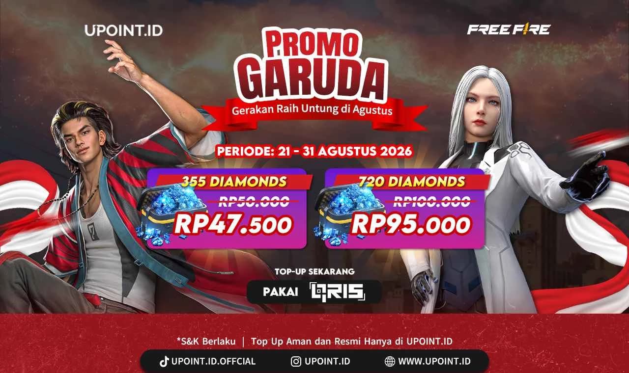Promo Top Up Free Fire Diskon 5% Pakai QRIS BNC di UPOINT.ID