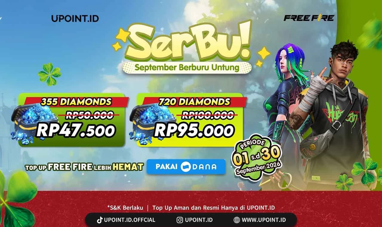 Promo SERBU September 2026: Diskon Diamond Free Fire Pakai DANA di UPOINT.ID