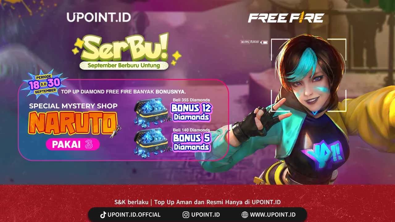 Promo Top Up Free Fire Pakai Pulsa Tri, Bonus hingga 12 Diamond