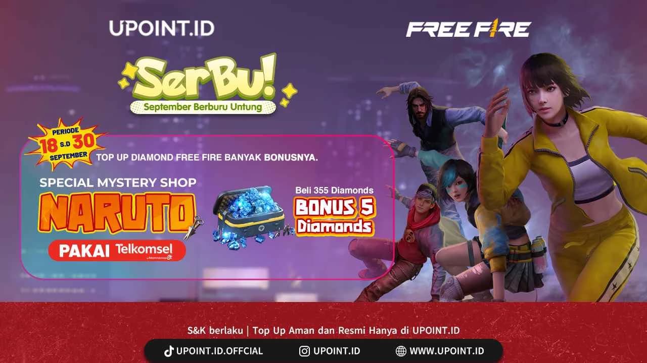 Promo Top Up Free Fire Pakai Pulsa Telkomsel, Bonus 5 Diamond