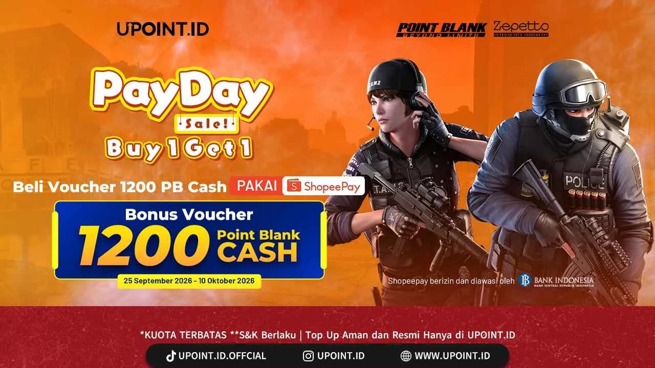 Promo Voucher PB Cash Point Blank Bonus 10.000 via ShopeePay Khusus Payday