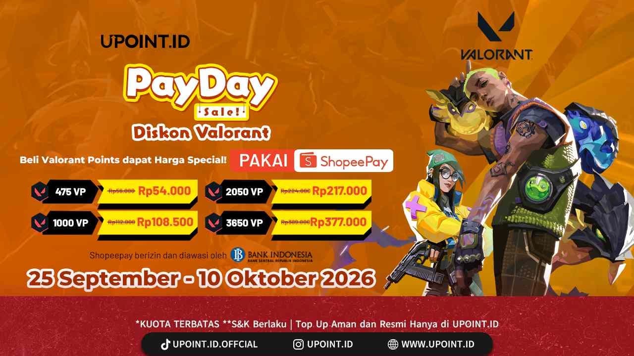 PayDay Sale: Promo Valorant Points Diskon hingga Rp12.000 via ShopeePay