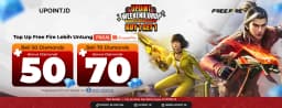 Promo Free Fire: Beli 50 atau 70 Diamond Bonus 100% via ShopeePay di UPOINT.ID