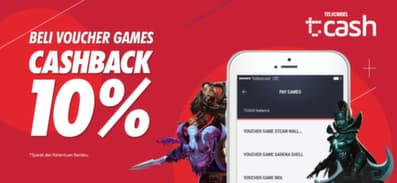 Cashback 10% Voucher GAME di TCASH