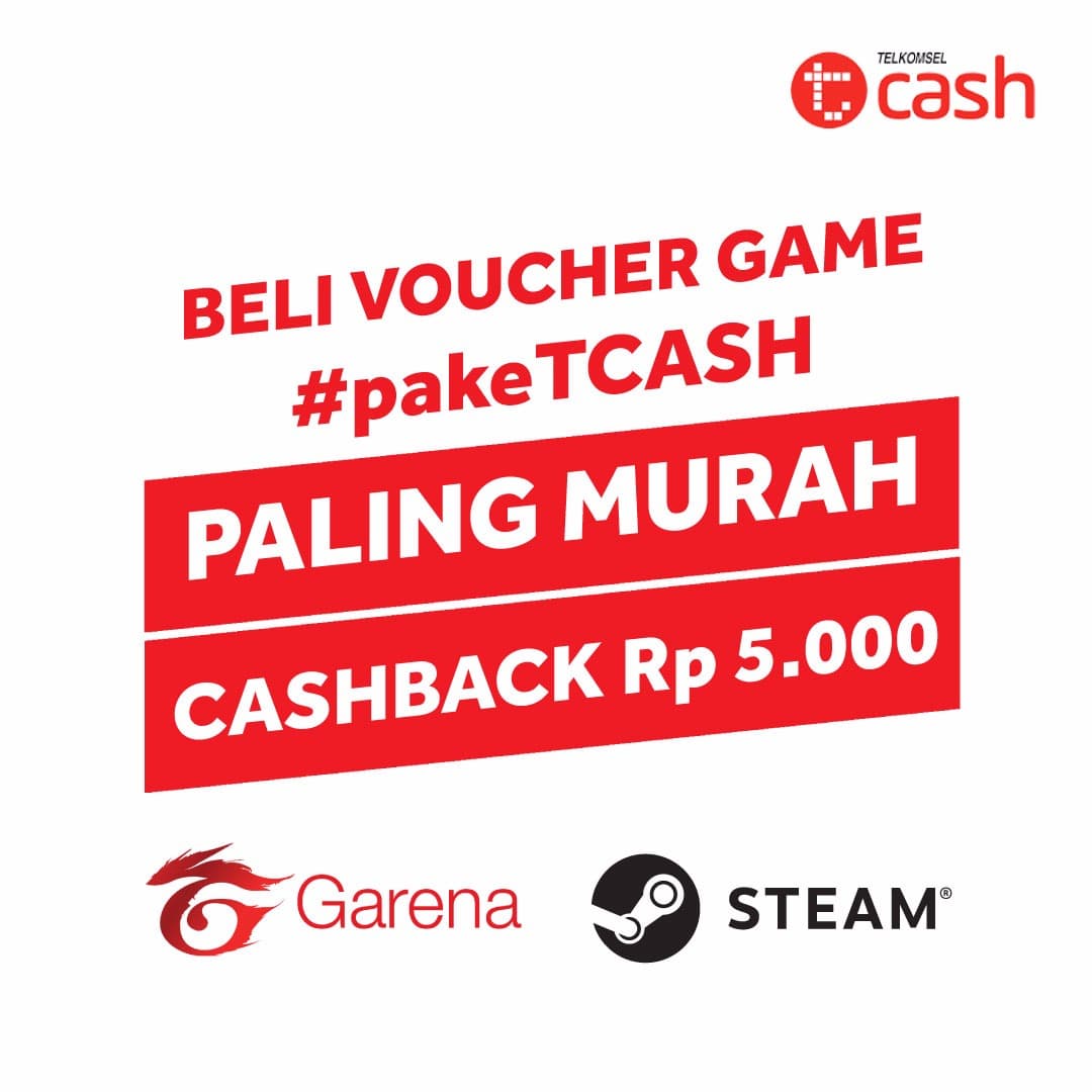Cashback Rp 5.000 #pakeTCASH!
