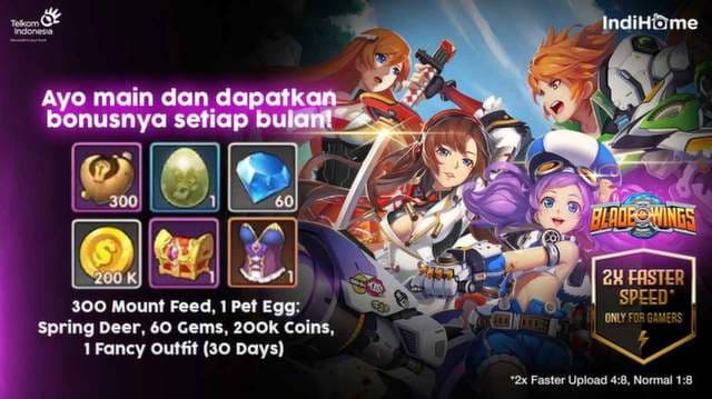 Benefit Spesial Blade & Wings Setiap Bulan Hanya di Indihome Paket Gamer