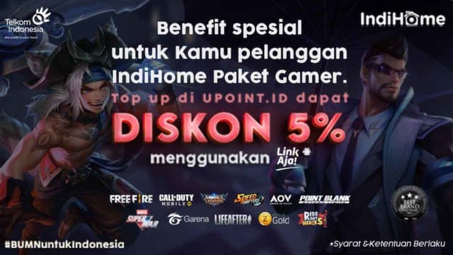 Nikmati Diskon 5% Top Up Game Khusus Pengguna IndiHome Paket Gamer