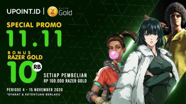 Spesial Promo 11.11! Beli Razer Gold di Upoint Dapat Bonus 10 Ribu