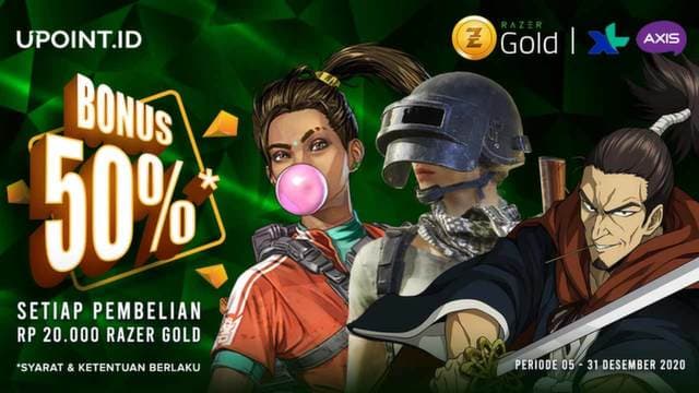 Beli Voucher Razer Gold Pakai XL Axis, Dapat Bonus 50%