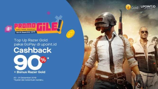 Cashback 90%* + Bonus Razer Gold Pakai GOPAY di upoint.id